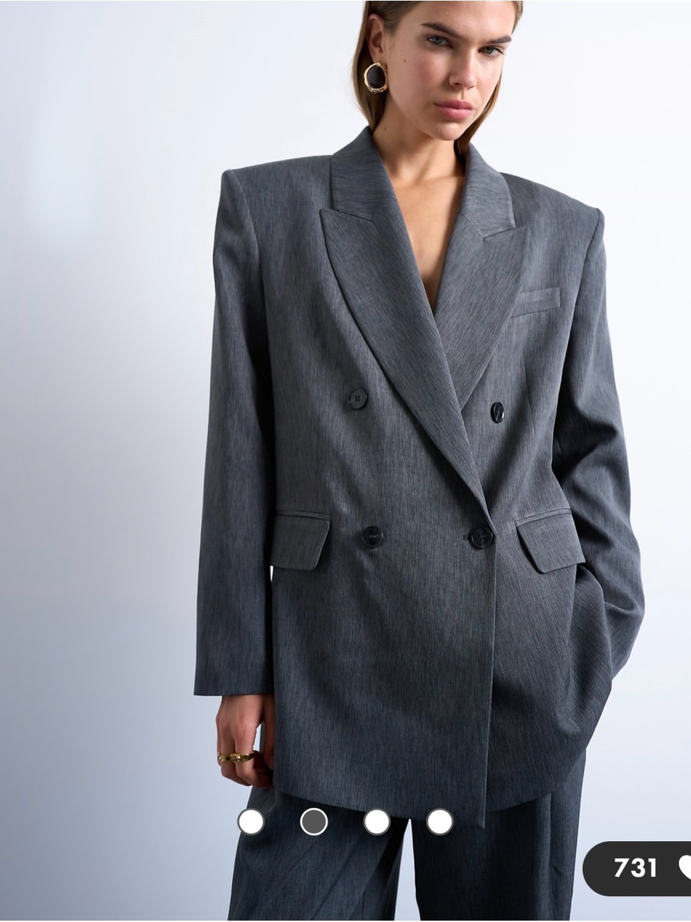 Topshop Tonic 80s Double Breasted Oversized Suit Jacket in Gray Size 4 NWT